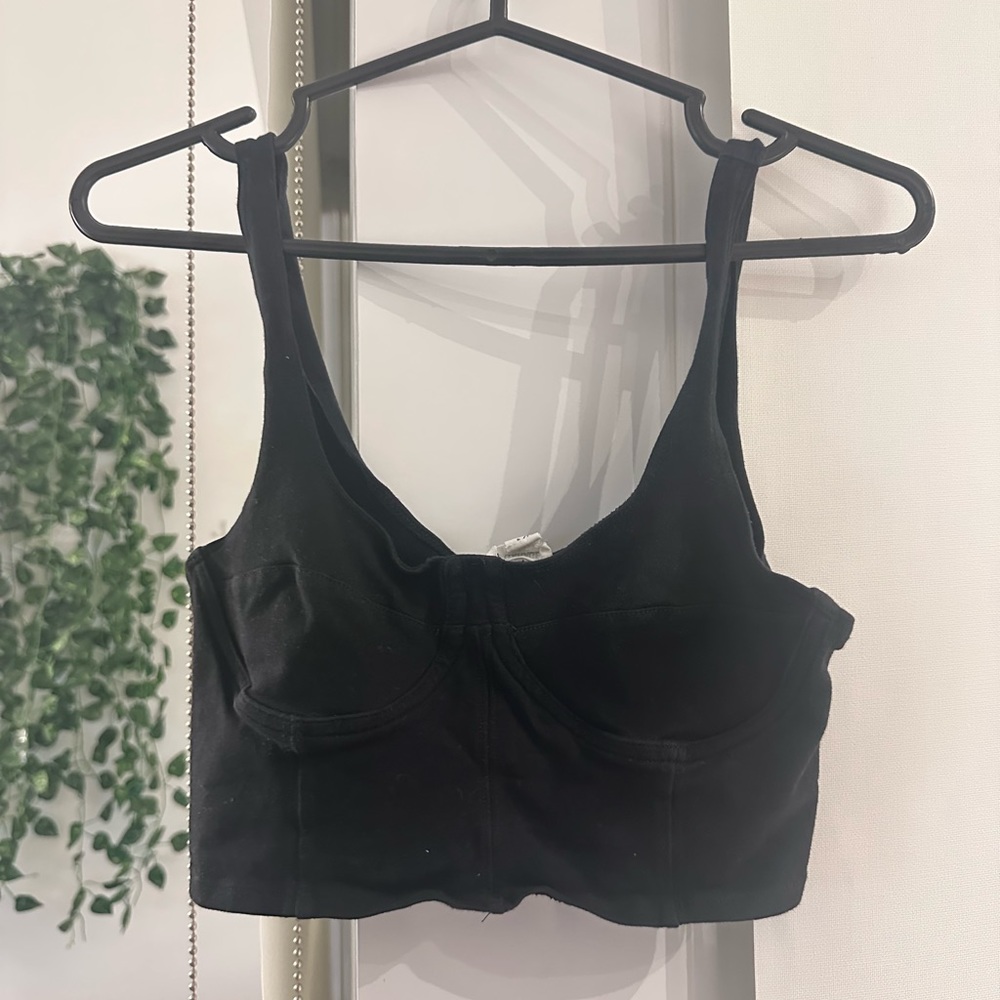 garage black crop top, bustier-ish style